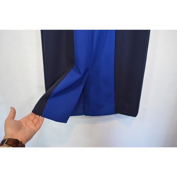 Milly Sleeveless Scuba Dress Colorblock Size 4 Fitted Career Black Blue $395 - Picture 10 of 13